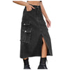 Black Denim Cargo Skirt