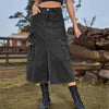 Black Denim Cargo Skirt