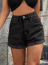 Black Washed Denim Shorts