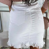 Button Front White Denim Skirt