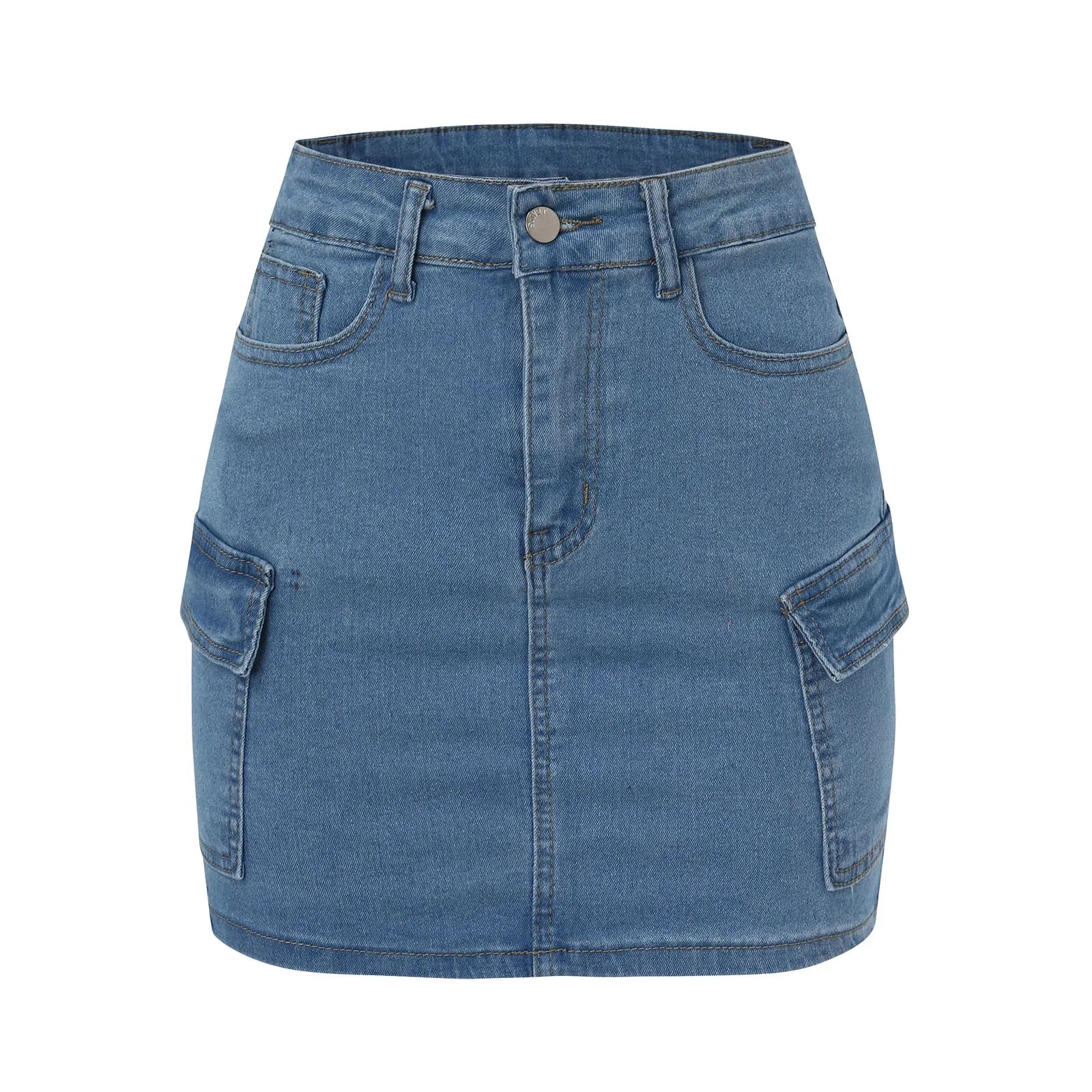 Cargo Pocket Denim Mini Skirt