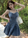 Corset Tube Top Denim Dress