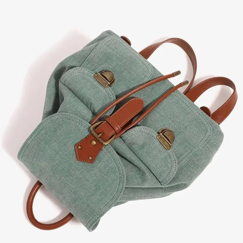 Denim and Leather Backpack