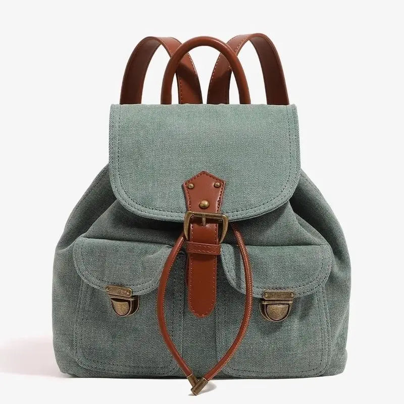 Denim and Leather Backpack