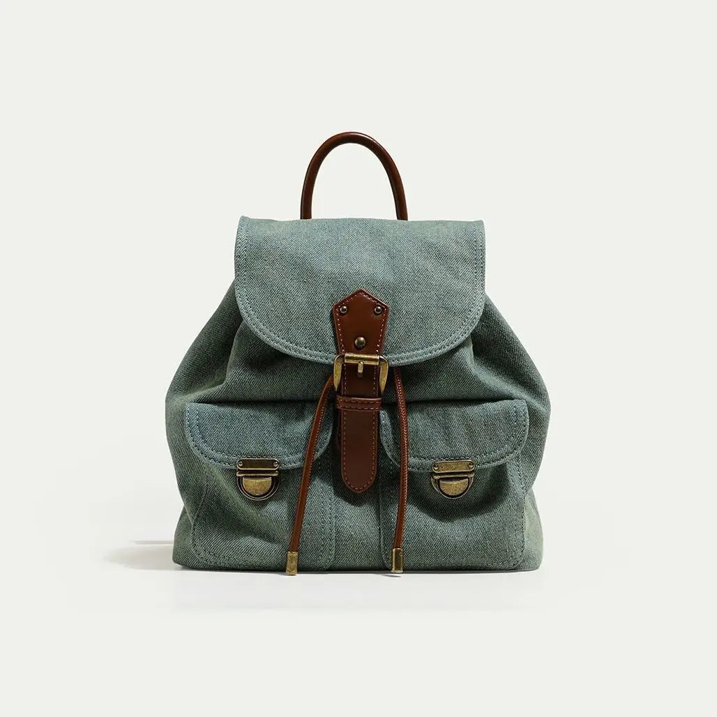 Denim and Leather Backpack