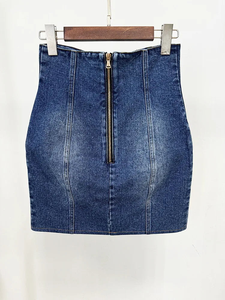 Denim Blazer and Skirt Set