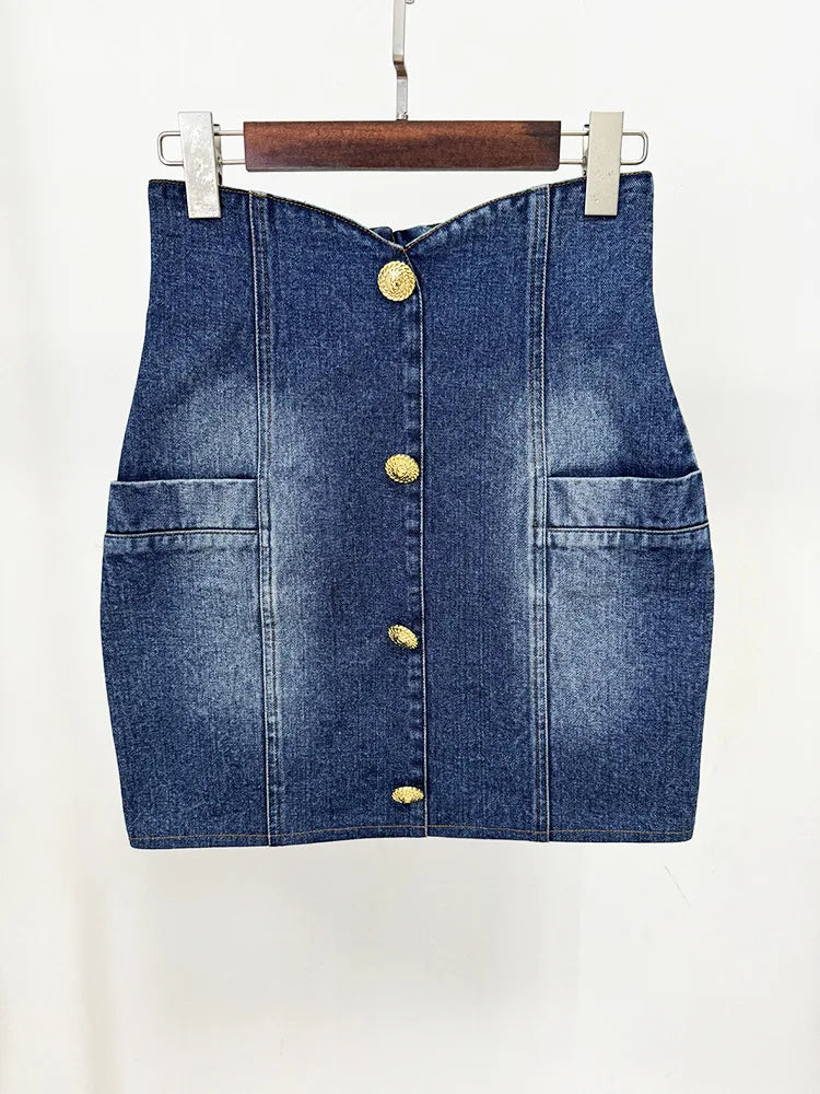 Denim Blazer and Skirt Set