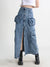 Denim Cargo Maxi Skirt