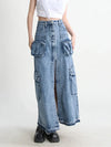 Denim Cargo Maxi Skirt