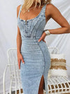 Denim Corset Midi Dress