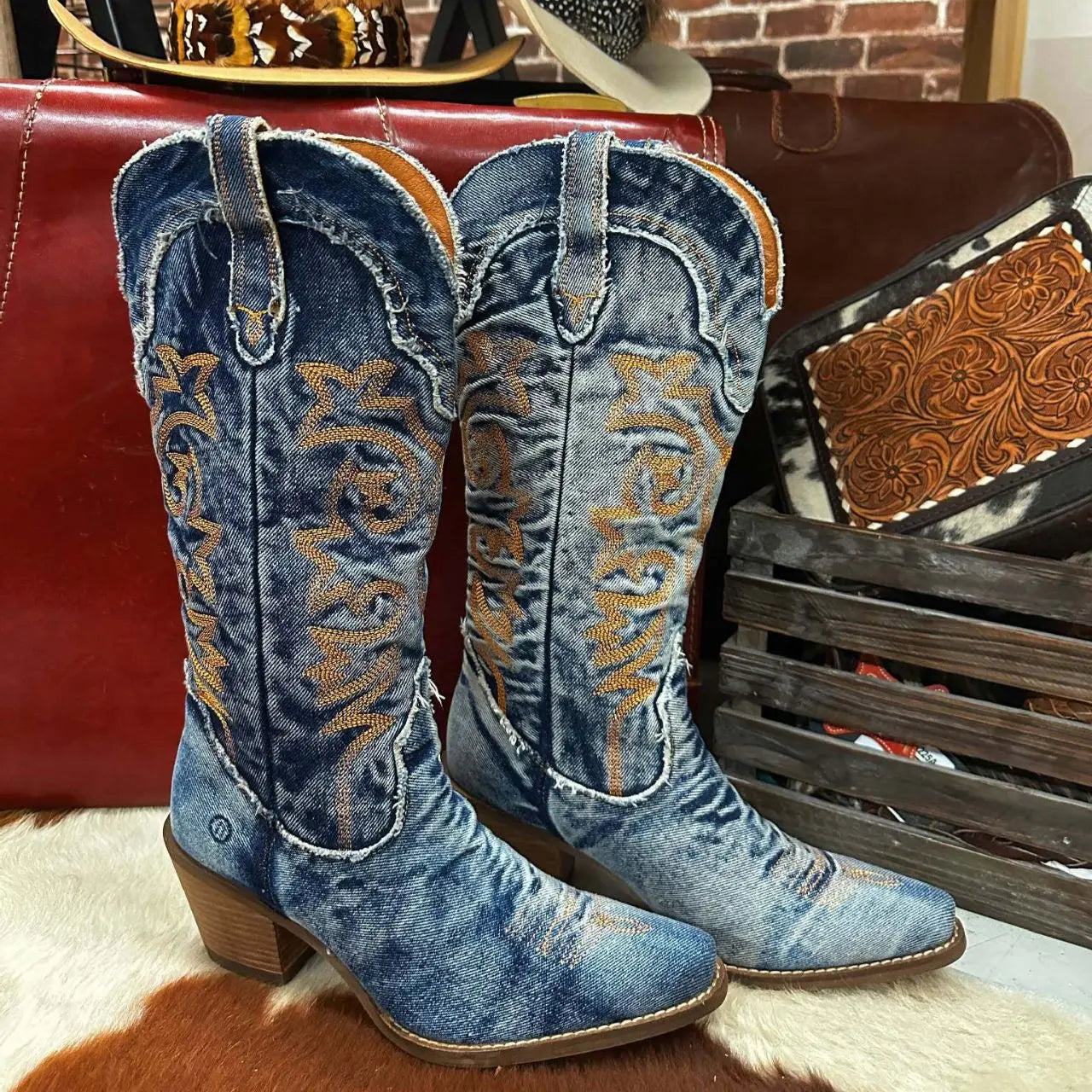 Denim Cowgirl Boots