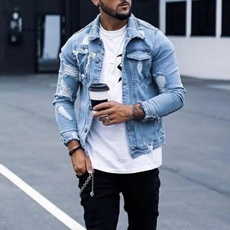 Denim Jacket Men Streetwear