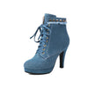 Denim Lace Up Boots