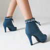 Denim Lace Up Boots