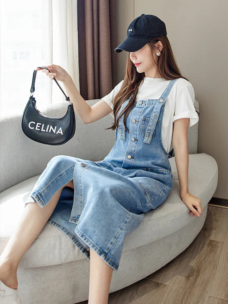 denim overall maxi dress Denim Overall Dresses washlabshop