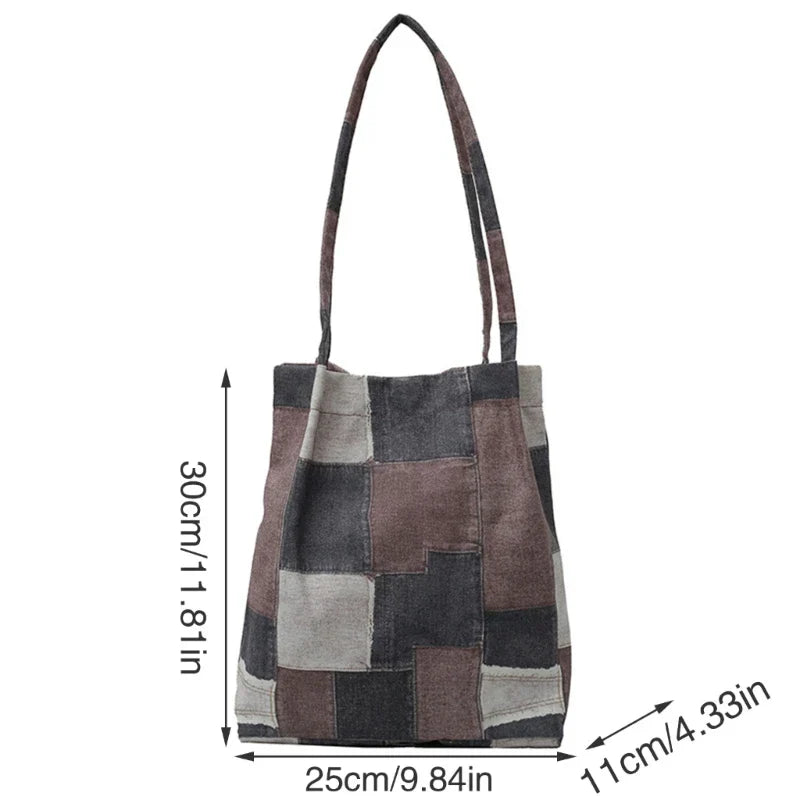 Denim Patchwork Tote Bag