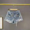 Denim Shorts with Rhinestone