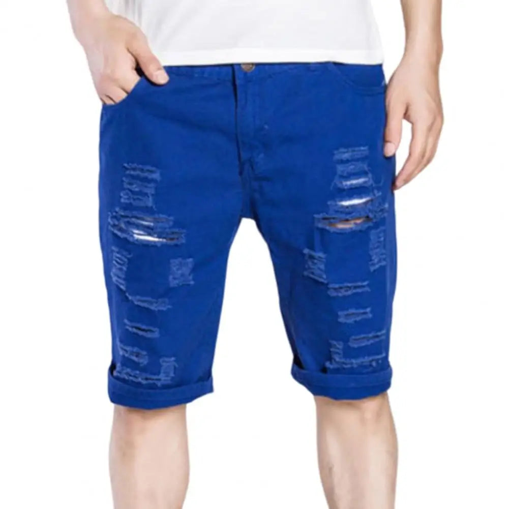Destroyed Denim Shorts Men's