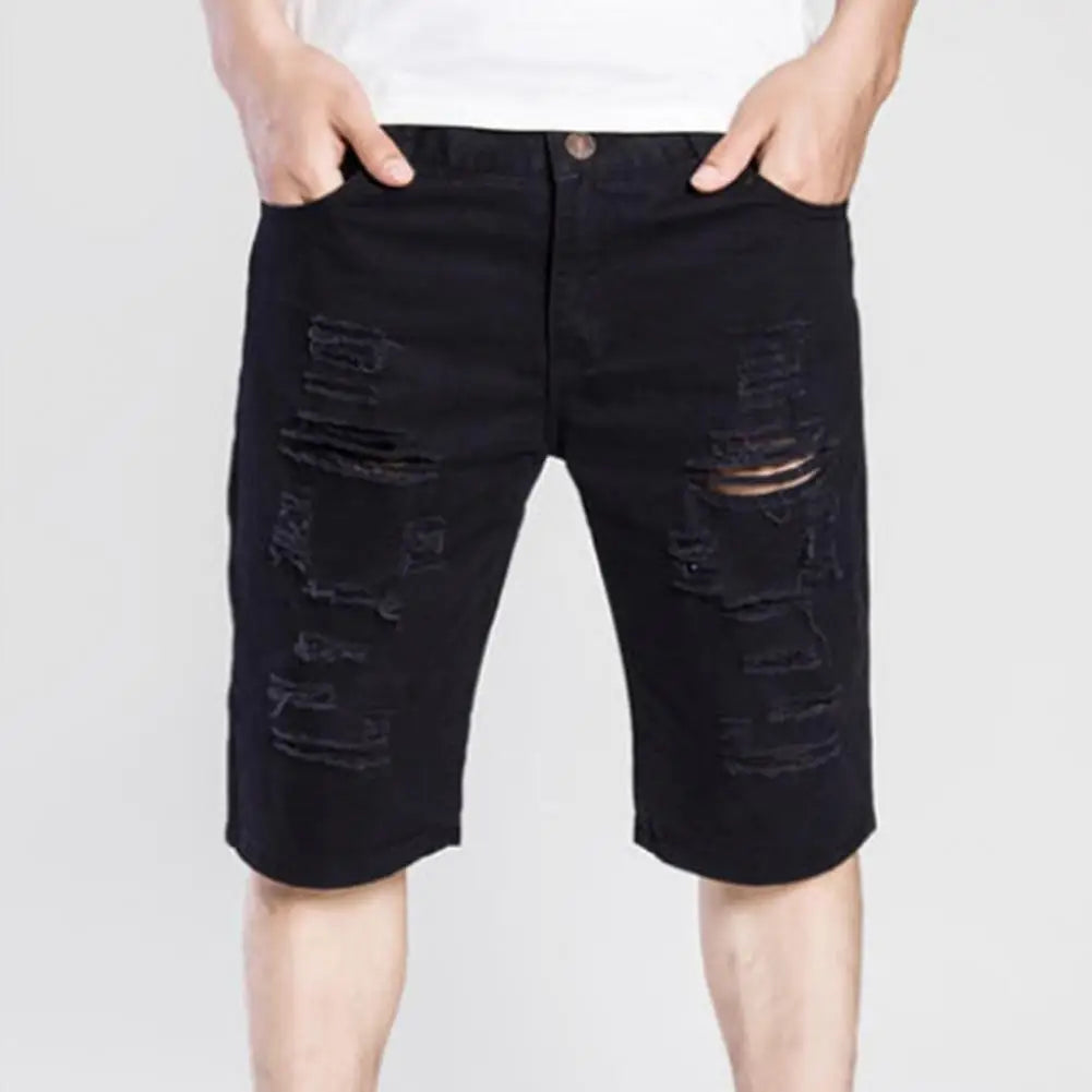 Destroyed Denim Shorts Men's