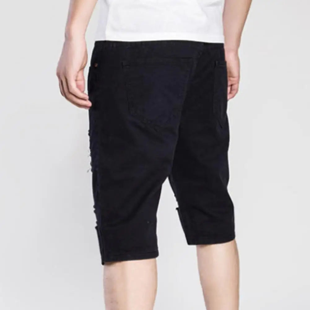 Destroyed Denim Shorts Men's