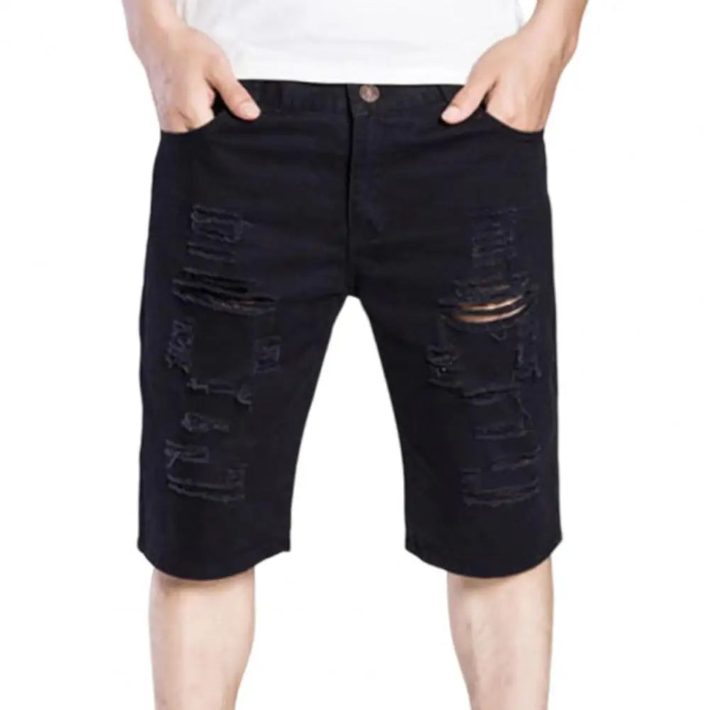 Destroyed Denim Shorts Men's