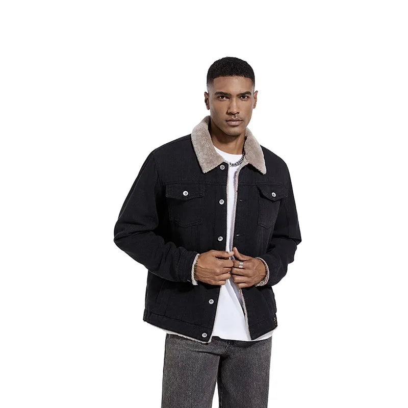 Fleece Lined Denim Jacket Mens