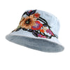 Floral Embroidered Denim Bucket Hat