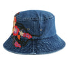 Floral Embroidered Denim Bucket Hat