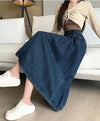 High Waist Pleated Denim Skirt