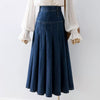 High Waist Pleated Denim Skirt