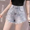 High Waisted Rhinestone Denim Shorts