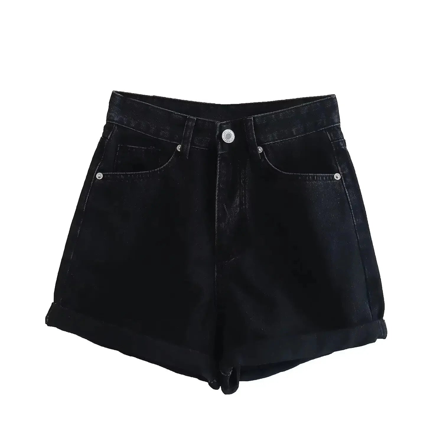 High Waisted Shorts Denim Black