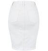 High Waisted White Denim Pencil Skirt