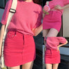 Hot Pink Denim Skirt