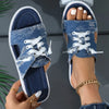 Lace Up Denim Sandals