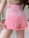 Ladies Pink Denim Shorts