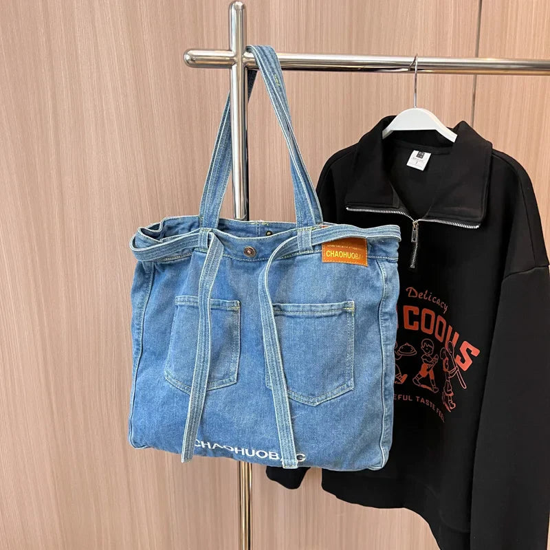 Large Denim Tote Bag