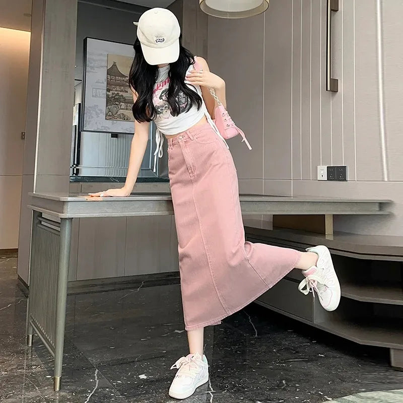 Light Pink Denim Skirt