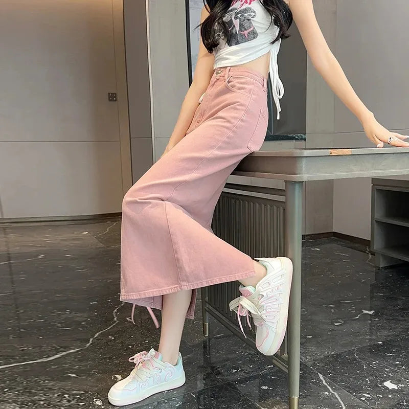 Light Pink Denim Skirt