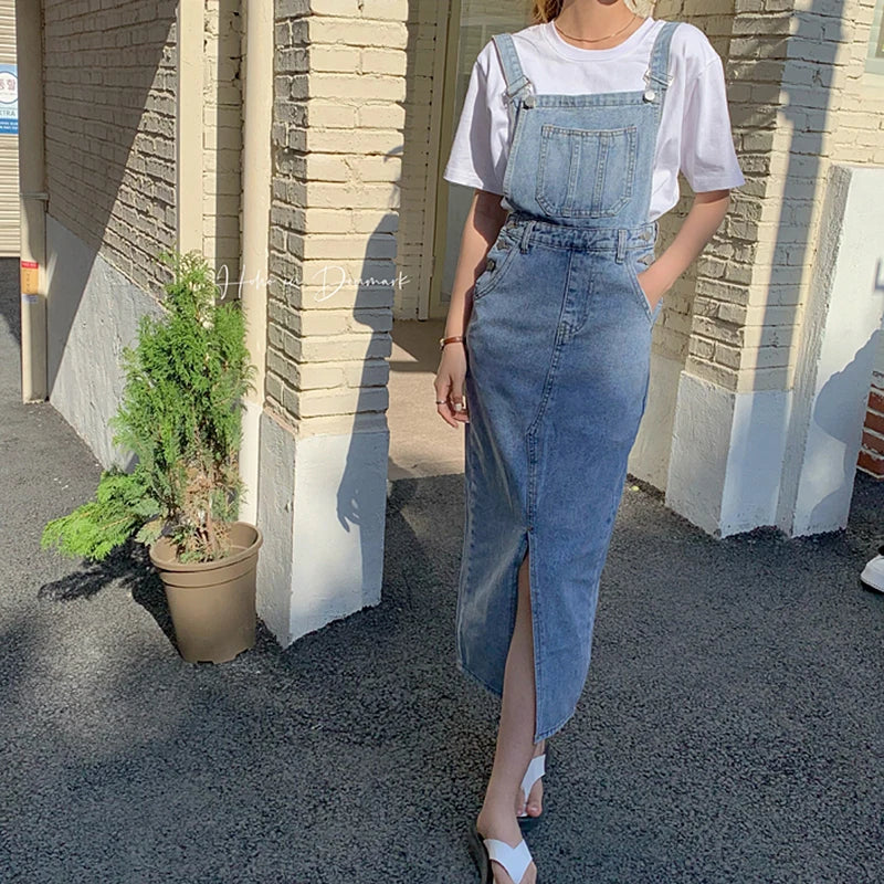 Long Denim Overall Dress | Denim Paris - DenimParis.com Long Denim Overall Dress | Denim Paris - DenimParis.com