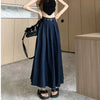 Long Denim Pleated Skirt