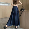 Long Denim Pleated Skirt