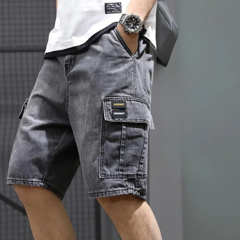 Mens Denim Cargo Shorts