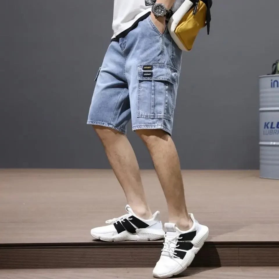 Mens Denim Cargo Shorts