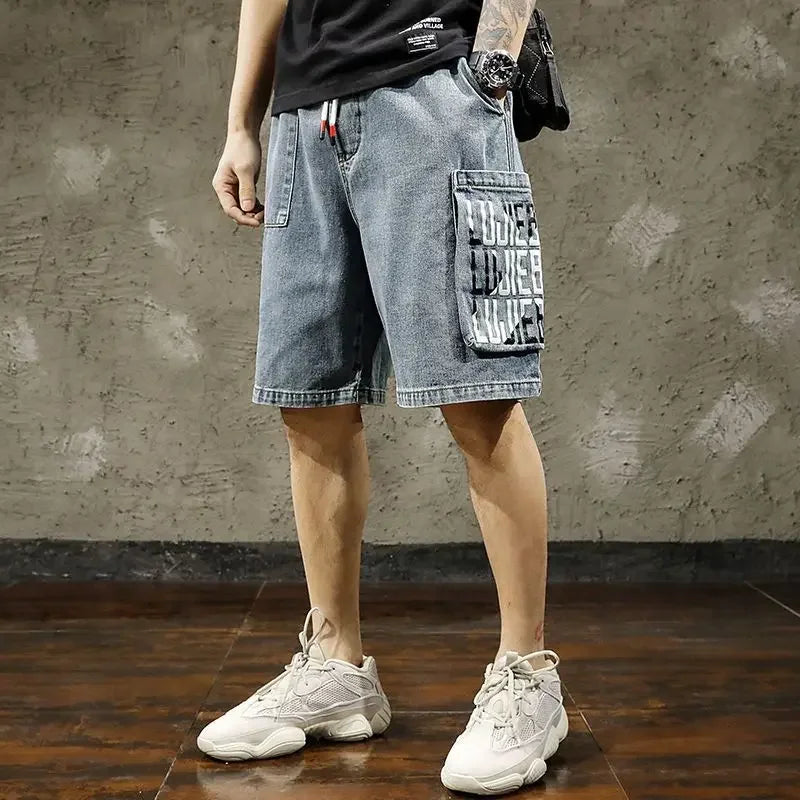 Mens Denim Cargo Shorts