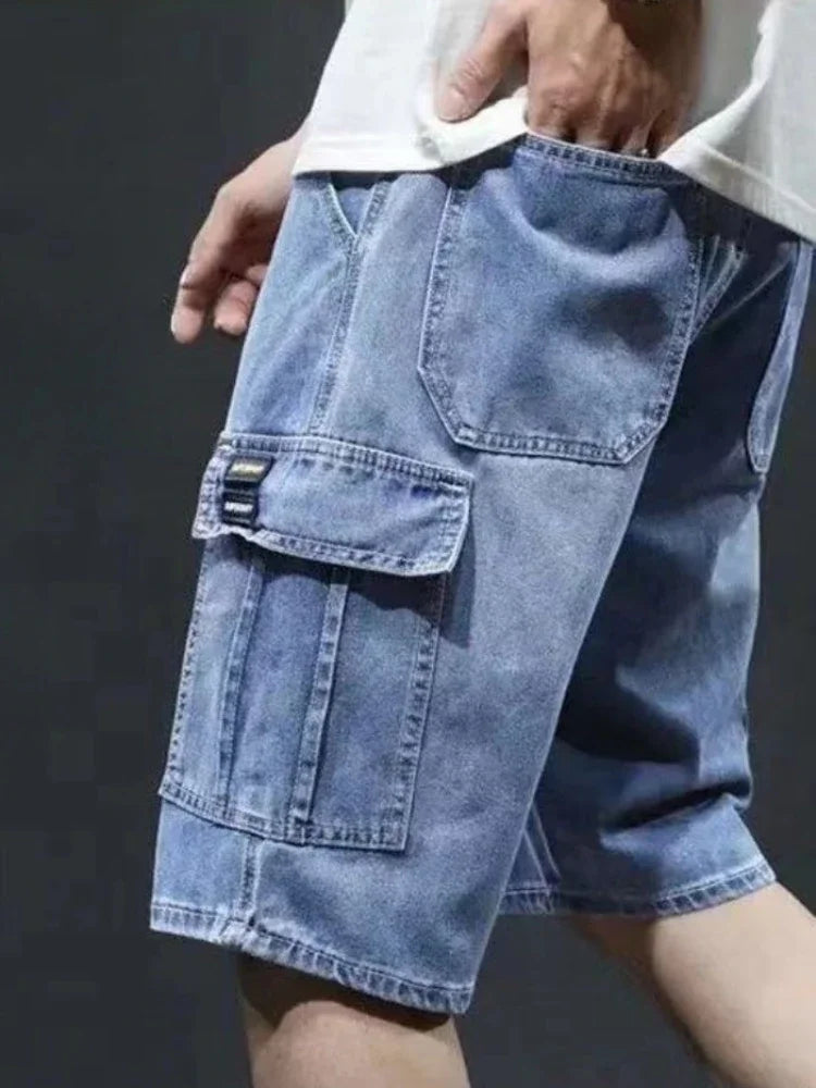 Mens Denim Cargo Shorts