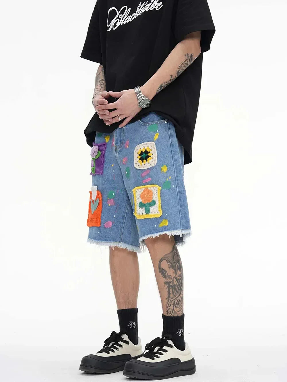 Mens Denim Shorts Y2k Style