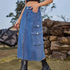 Midi Denim Cargo Skirt