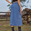 Midi Denim Cargo Skirt