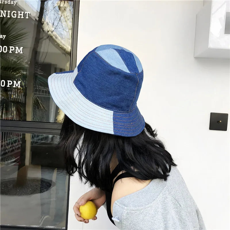 Patchwork Denim Bucket Hat